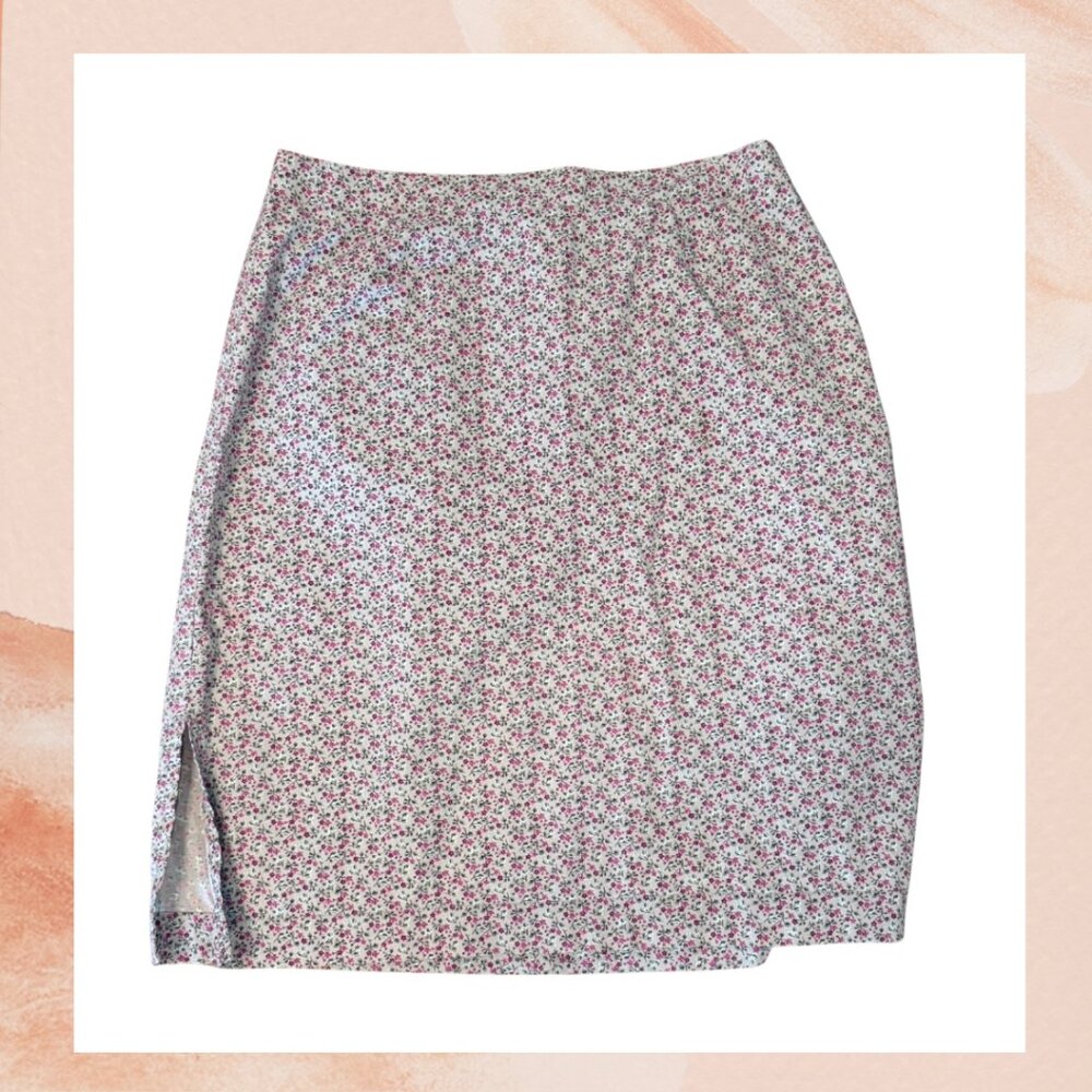 GAP Stretch Lilac Floral Pull-On Mini Straight Skirt